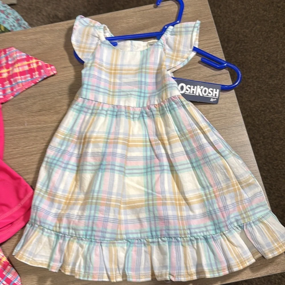 3 item bundle 2 items NWT 2 swimsuits and a girls dress 12m pink swimsuit 12-18m